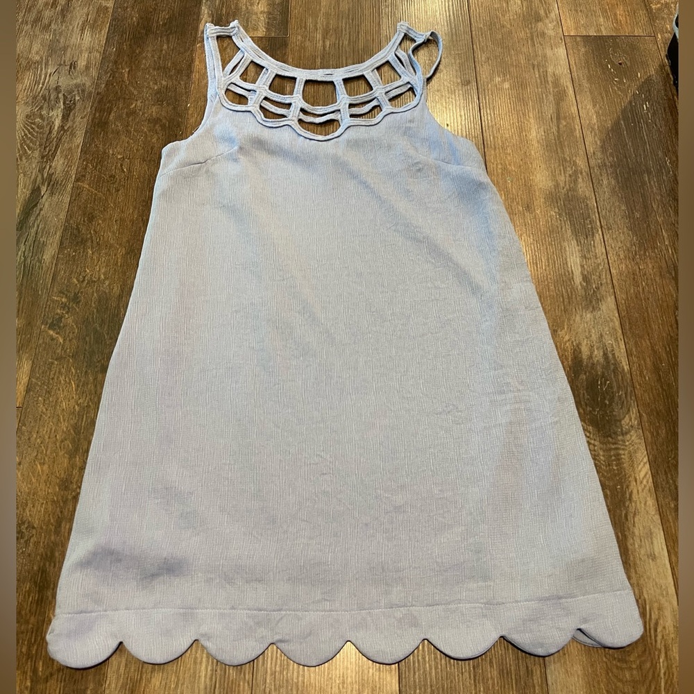 Entro Blue Ruffled Cut Out Sheath Dress